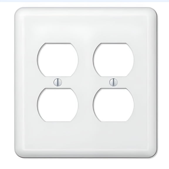 LAMIRO Double Duplex Outlet White Metal Wall Plate Cover