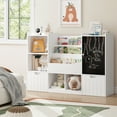thumbnail image 3 of Homfa 55" W Kid Bookcase with Chalkboard, Toy Storage Organizer with Book Rack and Removable Drawers, Kid Bookshelf with Cube Storage for Bedroom Playroom, White, 3 of 8
