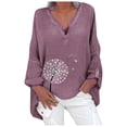 thumbnail image 1 of Blusa tipo camisa HUOGUO, talla grande, estampado floral, cuello en V, para mujer, 1 of 5