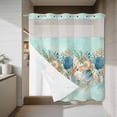 thumbnail image 4 of Marine Life No Hook Shower Curtain with Snap in Liner Blue Shell Coral Starfish Eucalyptus Leaves Green Background Waterproof Bathroom Shower Curtain with See Through Top Window for Bathtub 72" x 78", 4 of 9