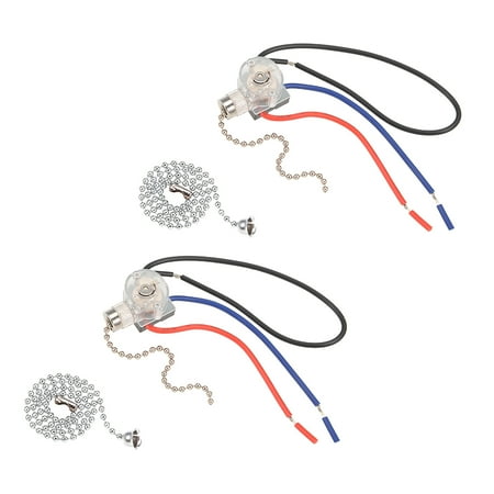 

Uxcell Pull Chain Switch SPDT for Ceiling Fan Light with 43cm Extension Pull Chain Silver 2 Pack
