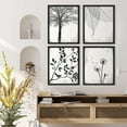 thumbnail image 2 of PixonSign Framed Posters Black & White Forest Tree Leaf Dandelion Prints, Set of 4 Country Farmhouse Plants Wall Décor, Adhesive Canvas Wall Art, Minimalism Home Artwork - 11"x14" Black, 2 of 5