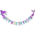 thumbnail image 1 of Mermaid Magical Sparkle Feliz Cumpleaños Banner Favor Mermaid Tema Decoración Fiesta Suministros Afortunado Sencillez, 1 of 5