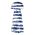 thumbnail image 5 of Penkiiy Women's Summer Striped Print Casual Short Sleeve Crewneck Basic Swing T Shirt Dress Flowy Beach Vacation Sundress XL Blue, 5 of 5