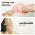 thumbnail image 4 of Exfoliating Glove and Bath Sponge Set for Shower, TRIANU Exfoliating Back Scrubber, Bath Back Scrubber for Men and Women, Pink, 4 of 8