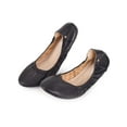 thumbnail image 3 of Gustave Women's Ballet Flats Shoes PU Leather Foldable Round Toe Slip On Flats Soft Comfortable Portable Travel Casual Dress Shoes, Black, Size 8, 3 of 8