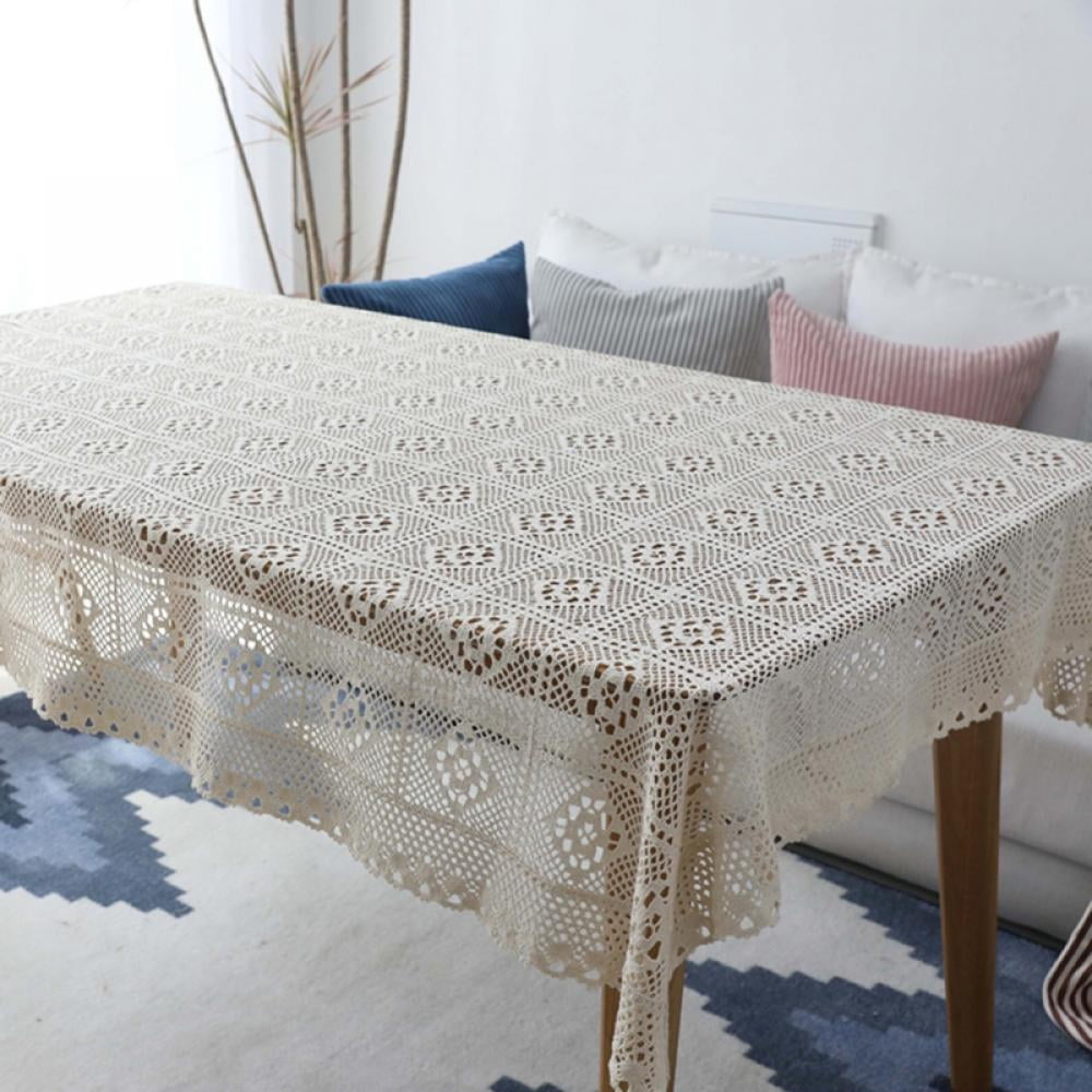 Vintage Handmade Crochet Diamond Tablecloth Decorative Macrame Lace