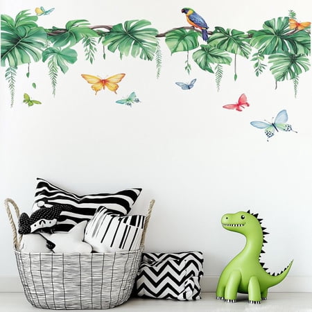 Tropical Leaves Wall Decals Hanging Vines Green Plants Wall Stickers DIY Removable Peel and Stick Wall Art Decals Living Room Bedroom Office Wall Decor