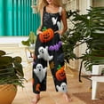 thumbnail image 2 of WTOBBY Women's Sleeveless Cotton Romper with Halloween Print, Casual Overalls Featuring Adjustable Straps, Pockets, Comfy Fit for Summer, Cute and Stylish,Multicolor2XL, 2 of 7