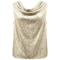 thumbnail image 6 of XAOFW Women's Tank Tops Carnival Sparkly Sequins Sleeveless V Neck Elegant Vest Daily Wear Stylish Cozy Tops, 6 of 6