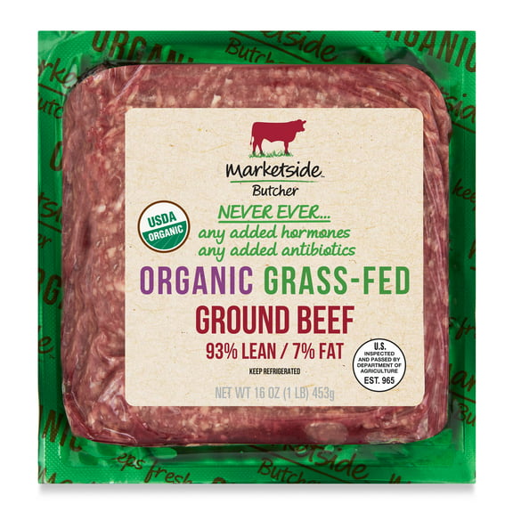 Marketside Organic Grass-Fed Ground Beef, 93% Lean/7% Fat, 1 lb