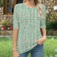 thumbnail image 6 of 3/4 Sleeve Tops for Women Printed CaUSAl Tee Shirts Round Neck Tunics Blosues Pullover Sweater Blouses Relaxed Fit Tunic Tee Dressy CaUSAl Top Beach Holiday Outfits 2025, 6 of 7