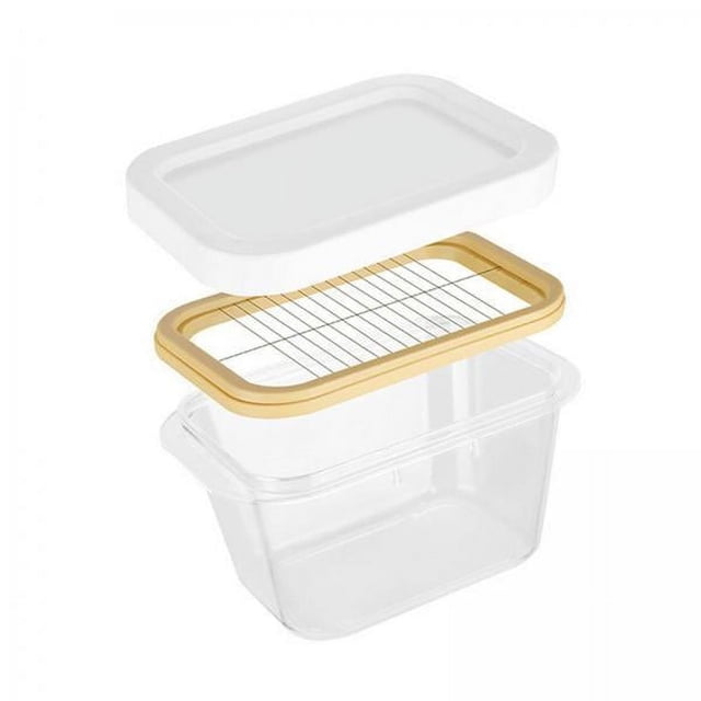 2x Caja de Corte de Mantequera con Tapa con Caja de Queso Contenedor de Conservación Rectangular Contenedor de Caja de 2 piezas
