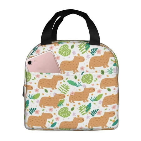 Insulated Lunch Bag for Women Men - Cute Flower Capybaras Leakproof Cooler Lunch Box for Women Men  Lunch Tote Bags for Work School Picnic Travel