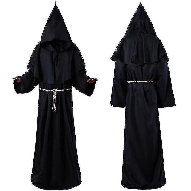 Disfraz de Halloween Disfraz antiguo Túnica de monje medieval Disfraz de monje Disfraz de mago Sacerdote Cos Costume_x