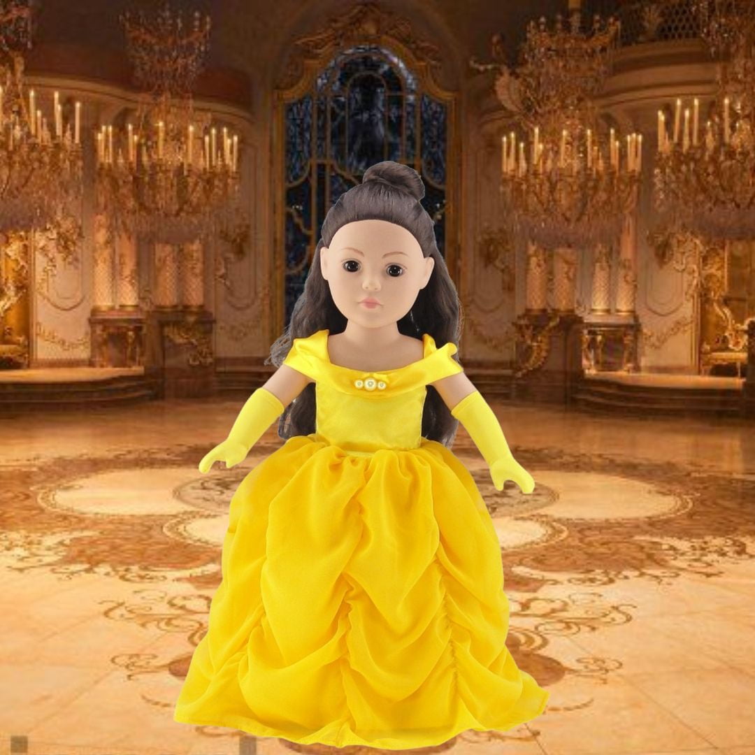 Emily Rose 18 Inch Doll 3 Piece Princess Belle Inspired Doll Clothes and Accessories Set | Compatible with American Girl and Similar Dolls