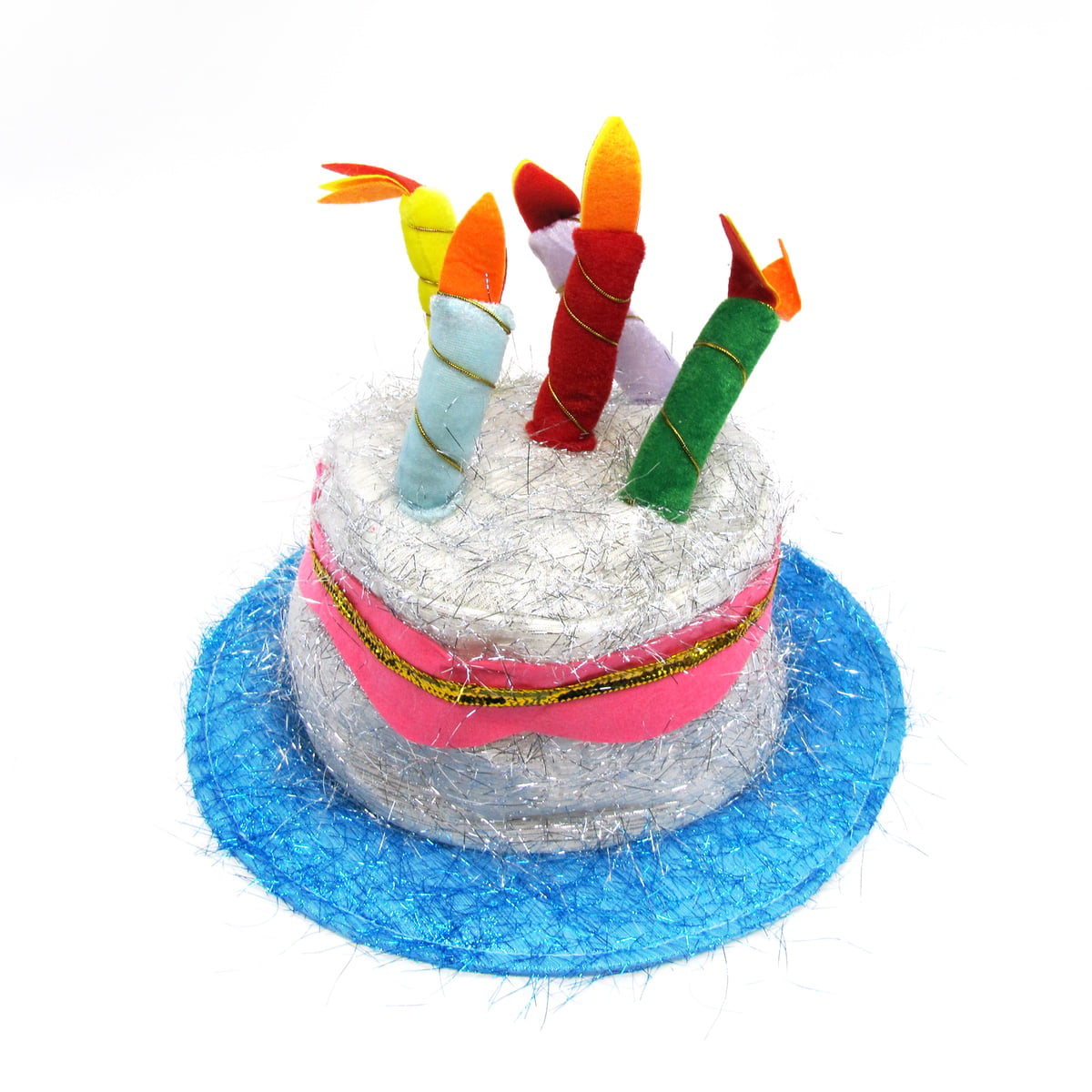 Happy Birthday Cake Hat With Candles Blue Fancy Dress Novelty Hat 