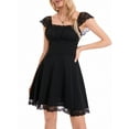 thumbnail image 6 of Cenuakty Women’s Vintage A-line Dress, Short Sleeve Ruched Bust Solid Color Flowy Mini Dress, 6 of 9