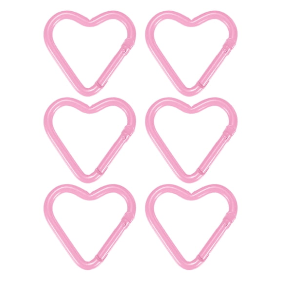 Uxcell Heart Shaped Hook Clip [6 Pack] - Keychain Clip Spring Snap Hook [Light Pink/Aluminum Alloy]