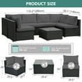 thumbnail image 4 of 7 Piece Rattan Sectional Sofa Set, Outdoor Conversation Set,All-Weather Wicker Sectional Seating Group with Cushions & Coffee Table,Morden Furniture Couch Set for Patio, Garden＆Poolside, Black, 4 of 14