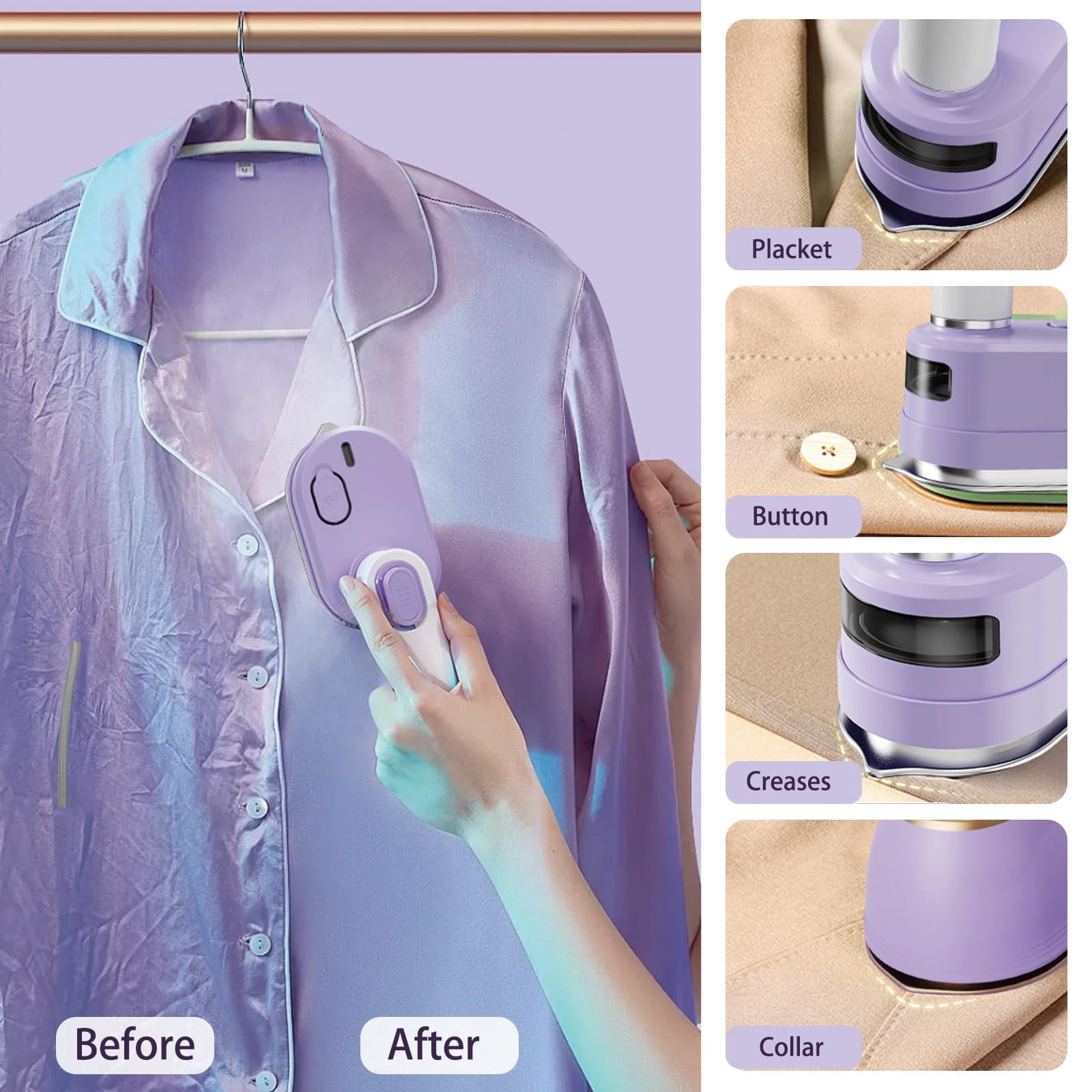 Portable Travel Steam Iron, 180° Rotating Handle Foldable for Hanging & Flat Ironing, Mini Dual-Purpose Steam & Dry Iron for Clothes, Essential for Dorm, Business Trip & Home
