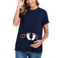 thumbnail image 2 of Odeerbi Maternity Clothes Maternity Blouse for Women Breastfeeding Fashion 2024 Casual Solid Color Print Short Sleeve Pregnant Tops Navy - A, 2 of 6