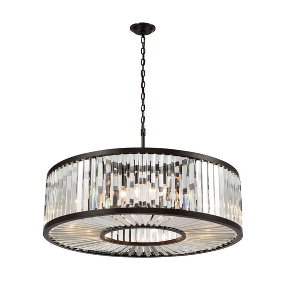 Elk Home Palacial 35" 11-Light Metal/Crystal Chandelier in Oil Rubbed Bronze