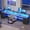 Grey, variant on YANGLI 94.5" 2-Person Gaming Desk, Long Office with 8 Drawers & LED Lights, Power Strip & Monitor Stand, Rustic Brown