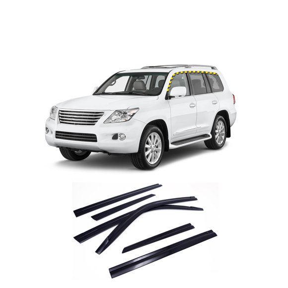 Northern Prime- Wind Deflectors & Visors/Rain Guards Compatible with LX 570 2008-2015_Smoke Tinted Finish Tape-On Style (6Pcs)