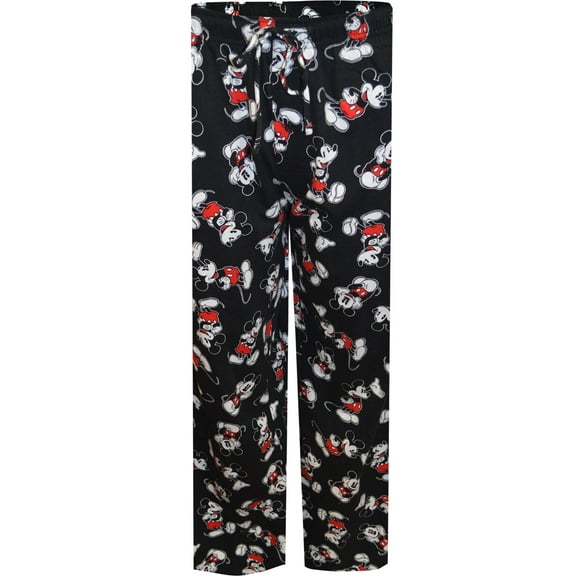 MJC Mens Disney Classic Mickey Mouse Black Cotton Lounge Pants (Medium)