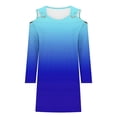thumbnail image 4 of COSFO Long Sleeve Womens Fall Dresses Casual V-Neck Blue Gradient Mini Dress A-Line Dress, 4 of 5