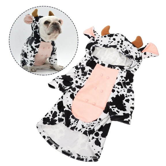 Raindrops Cow Dog Costume White Pet Outfit 1 Pack Cow Design Modeling Apparel