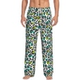 thumbnail image 2 of Lsque Green Leopard Print Men's Pajama Pants, Lounge Pant - Comfortable Home Wear,Elastic Waistband, Stylish Design-Medium, 2 of 9