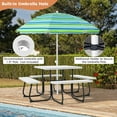 thumbnail image 6 of Topbuy Waterproof Metal, HDPE Picnic Table with 4 Benches & Umbrella Hole, White, 6 of 9