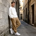 thumbnail image 4 of Men's Casual Solid Sweatpants Elastic Waist Drawstring Joggers Loose Fit Tapered Athletic Pants with Pockets, XL, 4 of 8