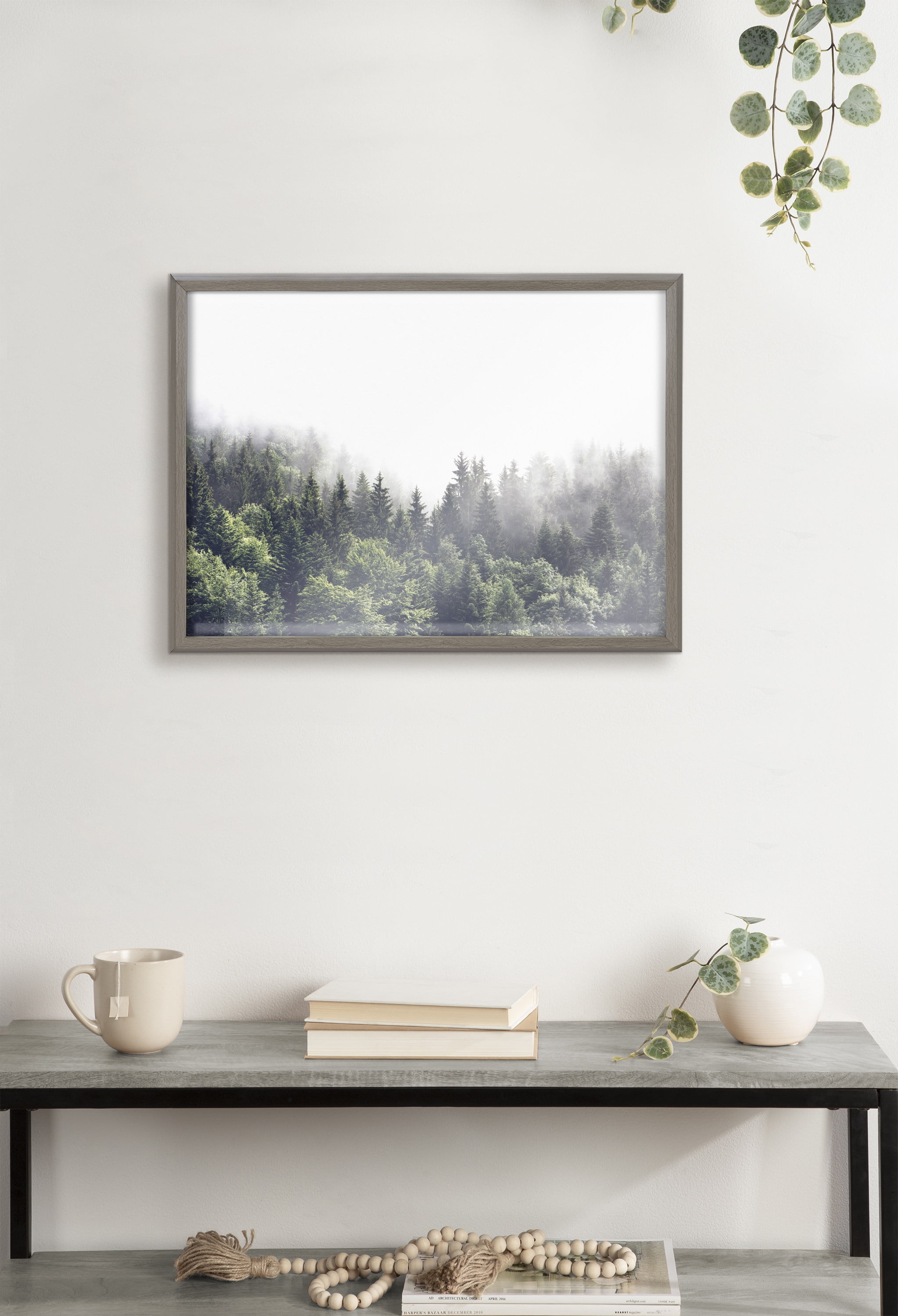 Blake Lush Foggy Green Forest 24 in x 18 in Framed Photography Art Prints, by Kate and Laurel