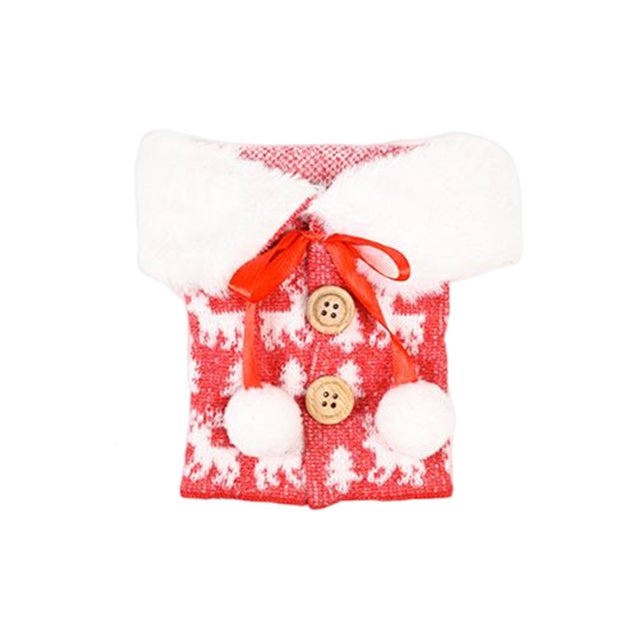 Ounissouiy Cubierta de botella de vino Pajarita Encaje Árbol de Navidad con cuello de comedor Ropa de botella de vino Rojo Gris Bolsa de Kits de decoración para fiestas Rojo