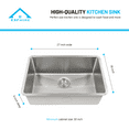 thumbnail image 4 of KBFmore Tight Radius 16 Gauge 27 inch Single Bowl Undermount Kitchen Sink with 3 PCs Kitchen Gadgets, 4 of 10