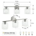 thumbnail image 2 of Modern Bathroom Light Fixtures, 3 Light Vanity Lights Over Mirror, Brushed Nickel Wall Lamp with Clear Glass Shade for Living Room Cabinet Bedroom Porch, 2 of 8