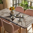 thumbnail image 3 of Texas Star Vintage Table Cloths for 6 Foot Rectangle Tables, Brown Khaki Wooden Retro Art Patio Waterproof Elastic Fitted Tablecloths, Washable Rectangular Table Cover for Camping, 3 of 8