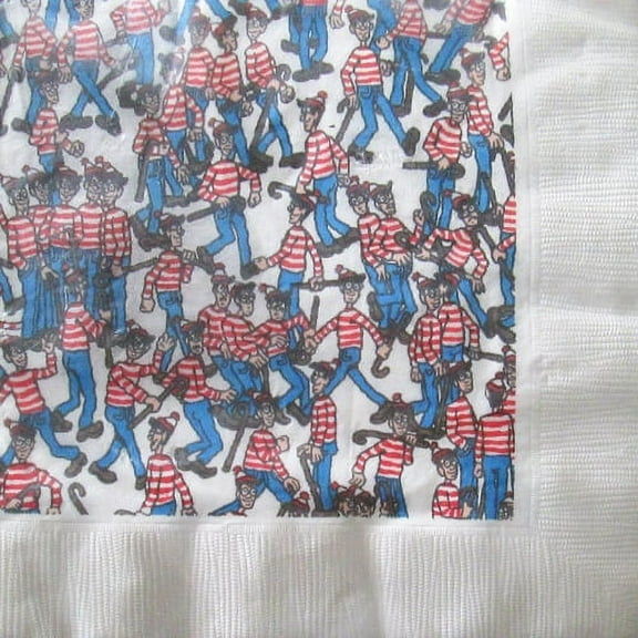 Various Vintage 1991 Lunch Napkins, White, Party, Cartoons (16 Count)