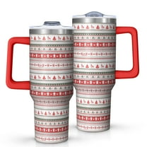 Red and White Christmas Striped Pattern Tumbler with Handle and Lid,40oz Double Wall Vacuum Insulated Tumbler,Cups Gift for Women and Men