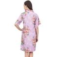 thumbnail image 3 of Bimba Women's Purple Rayon Sleepshirt Button-Up Floral Print Sleepwear Dress - 28, 3 of 5