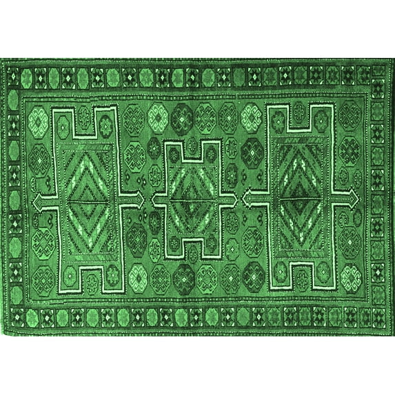 Ahgly Company Indoor Rectangle Persian Emerald Green Traditional Area Rugs, 2' x 3'