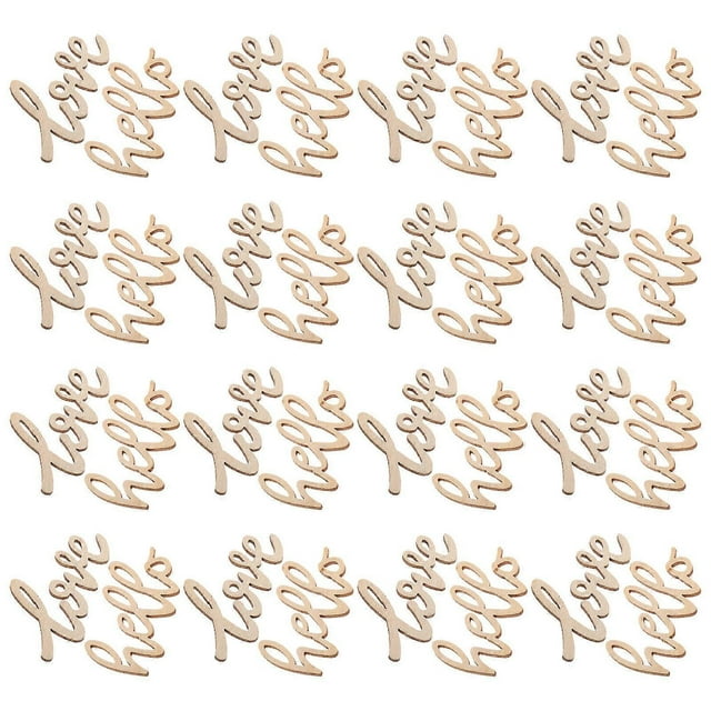 Wooden Hollow Letter Cutouts for Valentine Crafts 40Pcs Beige DIY Pieces