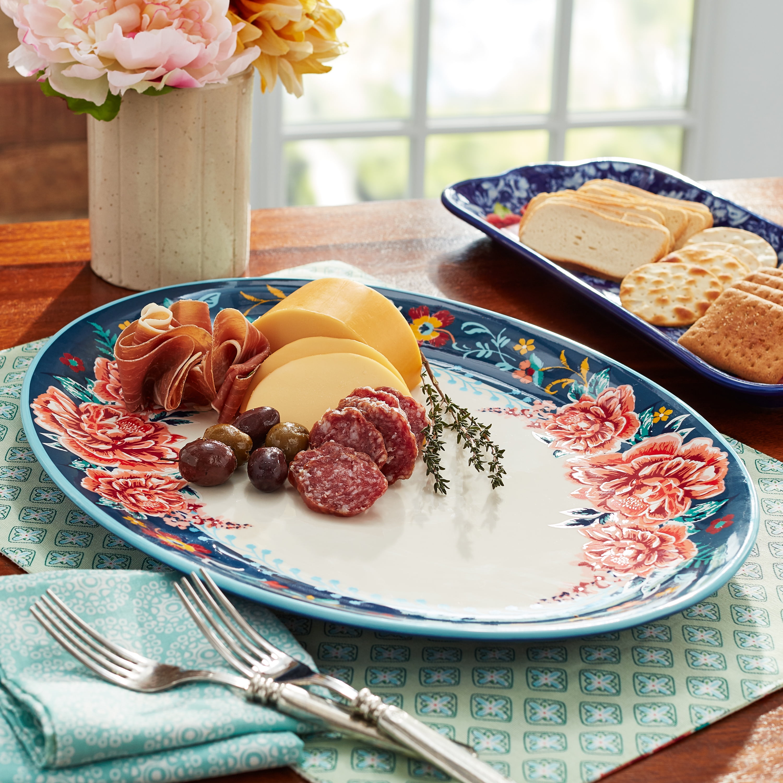 The Pioneer Woman Keepsake Floral Stoneware Serve Platter Walmart