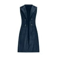 thumbnail image 4 of successthop Suede Vest Women Solid Clothes Open Front Long Lapel Winter Sleeveless Outerwear with Pockets Vintage Coat, 4 of 9
