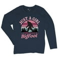 thumbnail image 5 of Just a Girl Who Loves Bigfoot Women's Long Sleeve T-shirt Sasquatch Fan Cryptid Cute Gift Vintage Sunset Wildlife Camping, 5 of 7