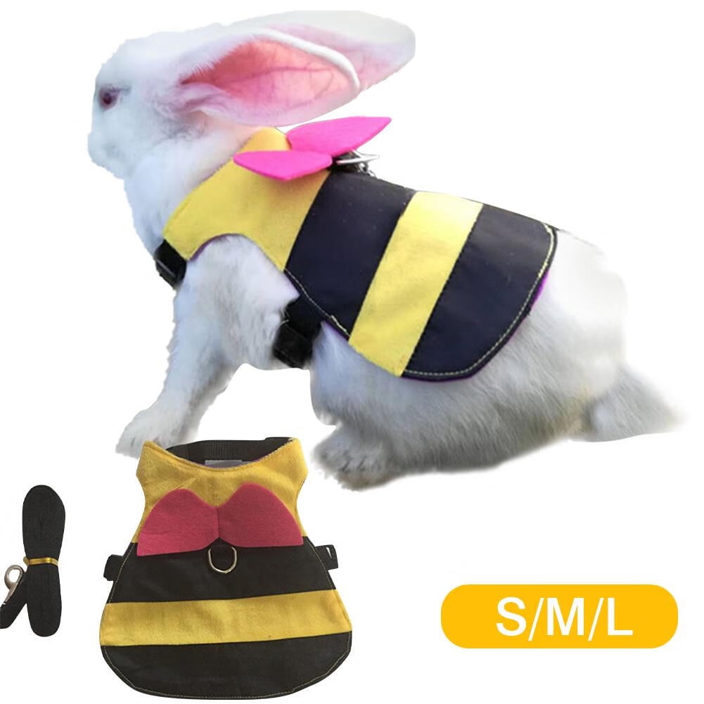 Small Animal Harness and Leash Set Adjustable Soft Harness with Elastic