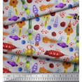thumbnail image 3 of Soimoi Rayon Fabric Rocket,Planet & Astronaut Cartoon Printed Fabric 1 Yard 42 Inch Wide, 3 of 3
